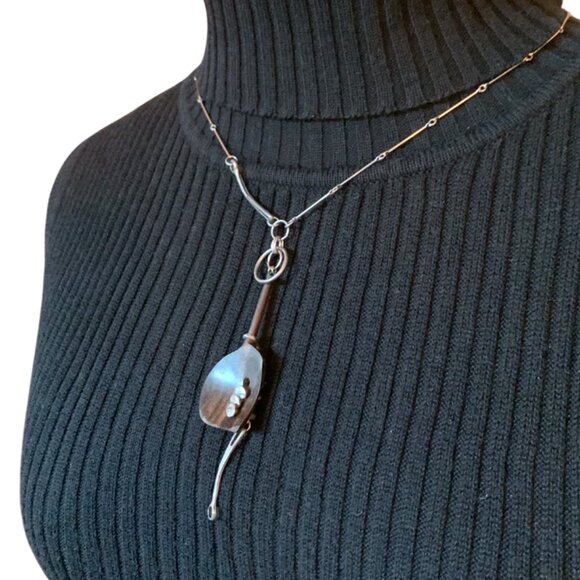 Anne Marie Chagnon signed brutalist mixed medium necklace - Picture 4 of 11